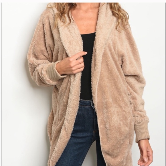 JUST IN‼️BEIGE TEDDY SHERPA FLEECE JACKET- Hoodie - Picture 3 of 5